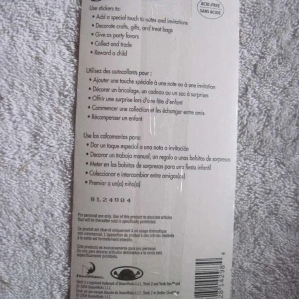 Shrek 2 Hallmark Party Express Stickers 4 Sheets 2004 Birthday Donkey Fiona
